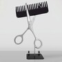 Casa Padrino XXL Deko Schere und Kamm Silber / Schwarz H. 175 cm - Friseur Deko 