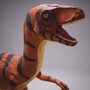 Casa Padrino XXL Deko Skulptur Dinosaurier Velociraptor Braun / Schwarz 295 x H. 150 cm - Lebensgro�e Gartenfigur