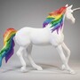 Casa Padrino XXL Deko Skulptur Einhorn Pferd Wei� / Bunt / Silber H. 190 cm - Lebensgro�e Deko Figur - XXL Tierfigur - Garten Skulptur