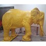 Casa Padrino XXL Deko Skulptur Elefant Gelb 410 cm - Riesige Garten Deko Figur 