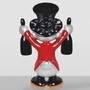 Casa Padrino XXL Deko Skulptur Ente Rot / Silber / Schwarz H. 120 cm - Gro�e Deko Figur