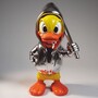 Casa Padrino XXL Deko Skulptur Ente Silber / Gelb / Orange H. 165 cm - Deko Figur