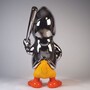 Casa Padrino XXL Deko Skulptur Ente Silber / Gelb / Orange H. 165 cm - Deko Figur