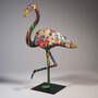 Casa Padrino XXL Deko Skulptur Flamingo Bunt / Schwarz H. 210 cm - Garten Figur 