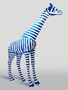 Casa Padrino XXL Deko Skulptur Giraffe mit Streifen Wei� / Blau H. 320 cm - Riesige Garten Deko Figur 