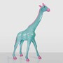 Casa Padrino XXL Deko Skulptur Giraffe Mintgr�n / Rosa H. 230 cm - Riesige Garten Deko Figur 