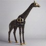 Casa Padrino XXL Deko Skulptur Giraffe Schwarz / Gold H. 320 cm - Riesige Garten Deko Figur CPB 