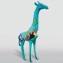 Casa Padrino XXL Deko Skulptur Giraffe T�rkis / Bunt H. 205 cm - Gro�e Garten Deko Figur 