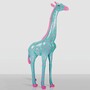 Casa Padrino XXL Deko Skulptur Giraffe Mintgr�n / Rosa H. 205 cm - Gro�e Garten Deko Figur 
