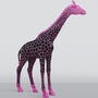 Casa Padrino XXL Deko Skulptur Giraffe Schwarz / Pink H. 320 cm - Riesige Garten Deko Figur 