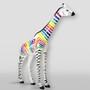 Casa Padrino XXL Deko Skulptur Giraffe mit Streifen Wei� / Bunt H. 320 cm - Riesige Garten Deko Figur