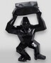 Casa Padrino XXL Deko Skulptur Gorilla mit Fass Schwarz H. 140 cm 