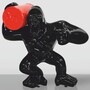 Casa Padrino Deko Skulptur Gorilla mit Fass Schwarz / Rot H. 110 cm - Gro�e Deko Figur 
