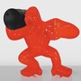 Casa Padrino XXL Deko Skulptur Gorilla mit Fass Rot / Schwarz H. 190 cm - Gro�e Garten Figur 