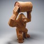 Casa Padrino Deko Skulptur Gorilla mit Fass Rost H. 140 cm - Affen Figur - Gro�e Garten Figur - Gro�e Tierfiguren