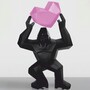 Casa Padrino XXL Deko Skulptur Gorilla mit Herz Schwarz / Rosa H. 146 cm 