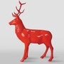 Casa Padrino XXL Deko Skulptur Hirsch Rot 185 x H. 220 cm - Lebensgro�e Garten Figur