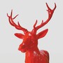 Casa Padrino XXL Deko Skulptur Hirsch Rot 185 x H. 220 cm - Lebensgro�e Garten Figur