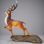 Casa Padrino XXL Deko Skulptur Hirsch auf Felsen Braun / Wei� H. 200 cm - Lebensgro�e Garten Figur