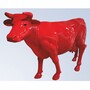Casa Padrino XXL Deko Skulptur Kuh Rot 223 x 70 x H. 147 cm - Garten Figur 
