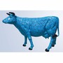 Casa Padrino XXL Deko Skulptur Kuh Blau / Schwarz 223 x 70 x H. 147 cm 