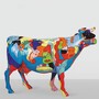 Casa Padrino XXL Deko Skulptur Kuh Bunt H. 147 cm - Lebensgro�e Garten Figur