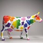 Casa Padrino XXL Deko Skulptur Kuh Wei� / Bunt 225 cm - Lebensgro�e Garten Figur - XXL Tierfigur - Garten & Terrassen Deko 