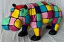 Casa Padrino XXL Deko Skulptur Nilpferd Bunt 100 cm - Garten Deko Figur