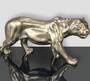 Casa Padrino XXL Deko Skulptur Panther Metallic Gold 160 x H. 72 cm - Lebensgro�e Garten Figur