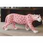 Casa Padrino Deko Skulptur Panther Wei� / Rosa 160 x H. 72 cm - Deko Figur