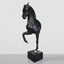 Casa Padrino XXL Deko Skulptur Pferd auf Sockel Schwarz / Gold H. 255 cm