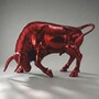 Casa Padrino XXL Deko Skulptur Stier Kirschrot 205 cm - Garten Deko Figur - Gro�e Deko Figur - Lebengro�e Garten Skulptur