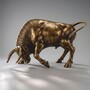 Casa Padrino XXL Deko Skulptur Stier Antik Gold 205 cm - Garten Deko Figur - Gro�e Deko Figur - Lebengro�e Garten Skulptur