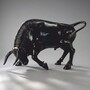 Casa Padrino XXL Deko Skulptur Stier Schwarz 205 cm - Garten Deko Figur - Gro�e Deko Figur - Lebengro�e Garten Skulptur