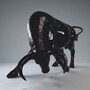 Casa Padrino XXL Deko Skulptur Stier Schwarz 205 cm - Garten Deko Figur - Gro�e Deko Figur - Lebengro�e Garten Skulptur