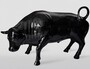 Casa Padrino XXL Deko Skulptur Stier Schwarz 235 x H. 140 cm
