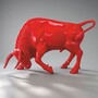 Casa Padrino XXL Deko Skulptur Stier Rot 205 cm - Garten Deko Figur - Gro�e Deko Figur - Lebengro�e Garten Skulptur