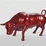 Casa Padrino XXL Deko Skulptur Stier Metallic Rot 235 cm - Garten Figur