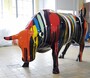 Casa Padrino XXL Deko Skulptur Stier Schwarz / Bunt 235 x H. 140 cm
