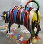 Casa Padrino XXL Deko Skulptur Stier Schwarz / Bunt 235 x H. 140 cm