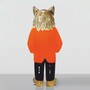 Casa Padrino XXL Deko Skulptur Katze mit Anzug Braun / Orange / Schwarz / Wei� / Gold H. 172 cm