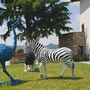 Casa Padrino XXL Deko Skulptur Zebra Wei� / Schwarz 180 cm - Lebensgro�e Garten Figur