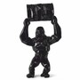 Casa Padrino XXL Garten Deko Skulptur Gorilla mit Fass Schwarz H. 250 cm 