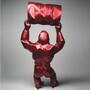 Casa Padrino XXL Garten Deko Skulptur Gorilla mit Fass Metallic Rot H. 250 cm - Gro�e Garten Figur - XXL Tierfigur