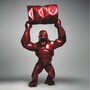 Casa Padrino XXL Garten Deko Skulptur Gorilla mit Fass Metallic Rot H. 250 cm - Gro�e Garten Figur - XXL Tierfigur