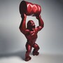 Casa Padrino XXL Garten Deko Skulptur Gorilla mit Fass Metallic Rot H. 250 cm - Gro�e Garten Figur - XXL Tierfigur