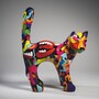 Casa Padrino XXL Garten Skulptur Katze Bunt 150 x H. 188 cm - Gro�e Garten Figur - Garten & Terrassen Deko
