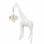 Casa Padrino XXL Stehleuchte Giraffe mit Barock Kronleuchter Matt Wei� / Gold H. 265 cm