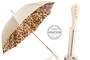 Damen Regenschirm mit Leopardenmuster, Doppelgewebe - Manuelle �ffnung - 100% Polyester - Griff mit Swarovski�-Kristallen - Handmade in Italy