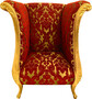 Extravaganter Pomp��s by Casa Padrino Luxus Designer Sessel von Harald Gl��ckler Bordeauxrot Bouquet Muster / Gold - Pomp��ser Barock Sessel 